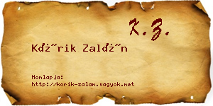 Kórik Zalán névjegykártya