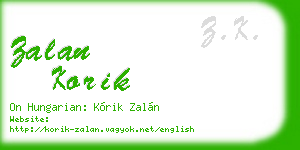 zalan korik business card